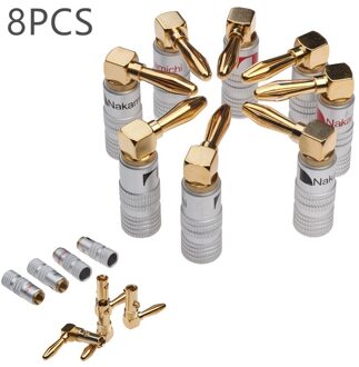 8PCS Koper & Aluminium Nakamichi Haakse 90 Graden 4mm Vergulde Banana Plug Voor Video Speaker adapter Audio Connector