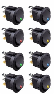 8PCS LED Dot Light 12V Car Auto Boat Round Rocker ON/OFF TOGGLE SPST SWITCH