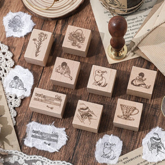 8PCS/LOT looking back series stamp DIY wooden rubber stamps stationery scrapbooking standard stamp