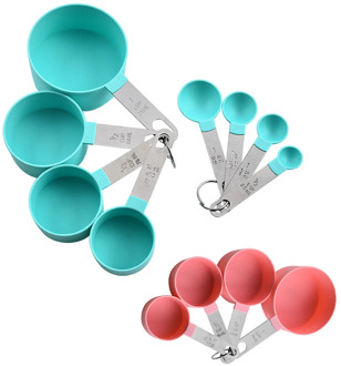 8pcs Multi Purpose Spoons/Cup Measuring Tools PP Baking Accessories Stainless Steel/Plastic Handle Kitchen Gadgets