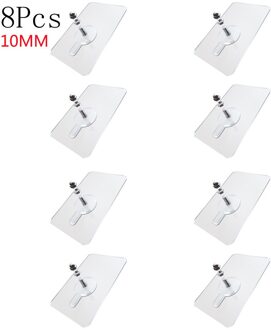 8Pcs Non-Trace Sterke Lijm Stickers Nail Schroef Geen Boren Muur Haak Badkamer Keuken Transparant Abs Sucker Haken hanger