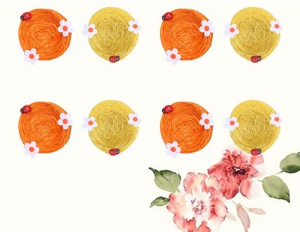 8Pcs Pasen Hennep Vogelnest Vogelnest Ornament Kunstmatige Vogelnest Decor (4 Stuks Bruin, 4 Stuks Geel)