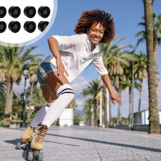 8Pcs Roller Skate Wiel Quad Rollagers Heavy Duty Pu Schaatsen Schoenen Lagers Skate Wiel Voor Vervangingen Dubbele-rij Roller