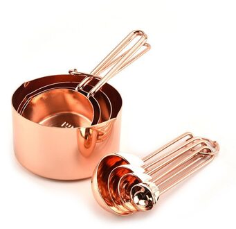8Pcs Rvs Maatlepels Set Rose Goud Maatbekers Keuken Accessoires Bakken Thee Koffie Lepel Meetinstrumenten roos goud