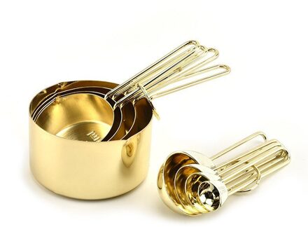 8Pcs Rvs Maatlepels Set Rose Goud Maatbekers Keuken Accessoires Bakken Thee Koffie Lepel Meetinstrumenten