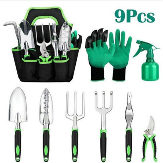 8Pcs/Set Garden Tools Set Aluminum Weeder Shovel Fork Rake Cutter Sprayer Gloves Gardening Lawn Farmland Transplant Bonsai Tool