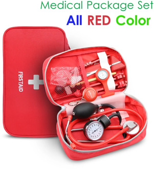 8PCS/Set Medical Storage Kit Health Bag Pouch with Stethoscope Manometer Tuning Fork Reflex Hammer LED Penlight Torch Tool Set