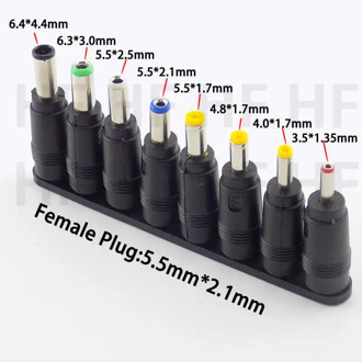 8pcs/set Universal Laptop DC 5.5X 2.1mm Female Jack Plug Power Adapter Connectors Charger Conversion Plug Adaptor