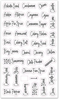 8Pcs Spice Label Combo Zwart En Wit Voorbedrukte Etiketten Voor Kruidkruik Duurzaam TY53