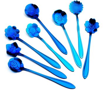 8Pcs Thee Koffie Suiker Lepels Nordic Retro Kit Rvs Bloemvorm Keuken Tool Ijs Dessert Koffie lepel 05