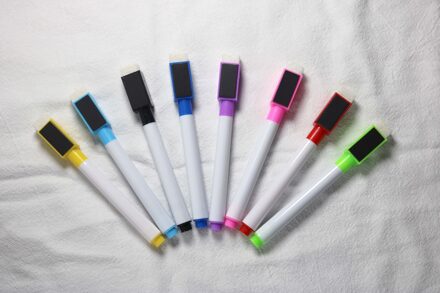 8Pcs Uitwisbare Kleurrijke Whiteboard Pen Marker Met Magnetisme En Borstel Voor Kantoor School Briefpapier Leveringen