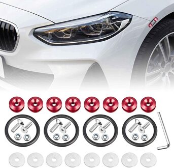 8Pcs Universal Fit Afwerking Bumper Quick Release Voor Achter Bumper Sluiting Voor Auto Bumper Kofferbak Spatbord Hatch Deksel rood