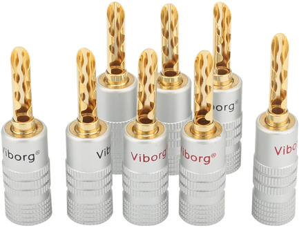 8PCS Viborg Speaker Banana plug connectors 4mm Banana Plug Connectors Adapter with heatshrink