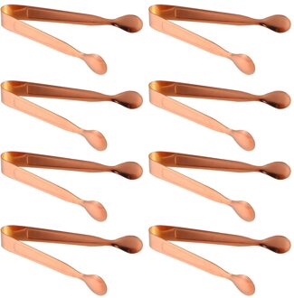 8Pcs Voedingsmiddelen Clips Rvs Ijs Tang Multifunctionele Kubus Suiker Tang roos goud