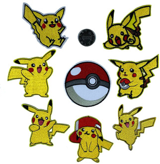 8PCS Wholesale Mix Anime Pokemon Series Patches Iron On Applique Pikachu Embroidery Sewing Supplies Fabric Stickers DIY Clothing