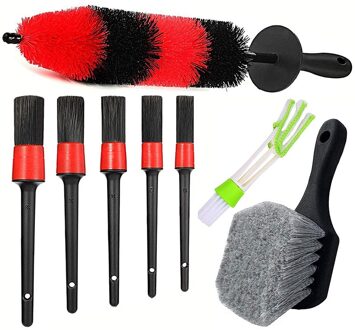8Pcs Wiel & Band Borstel, Auto Detaillering Kit, wiel Borstel En 5 Auto Detail Borstel 1 Stofdoek Borstel, Wassen Wiel Dashboard Tool