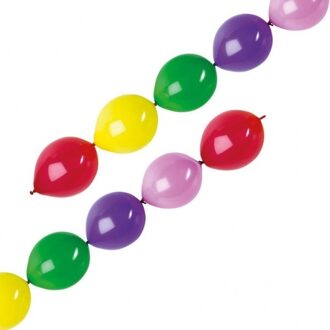 8x Ballonnen slinger/guirlande rood/geel/groen/paars/roze - Ballonnen Multikleur