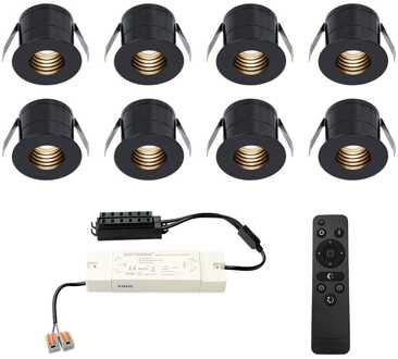 8x Betty - Mini LED spotjes 12V IP44 Dimbaar via Zwart