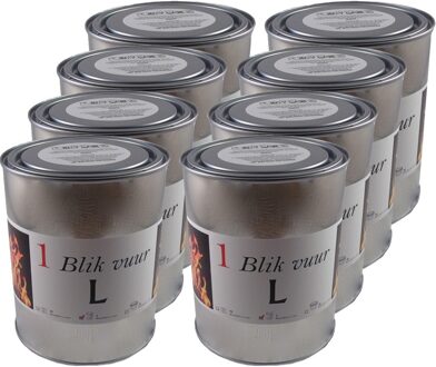 8x blik vuur tuinfakkel - 11 x 13 cm - 5-8 branduren - verlichting in blik - tuinkaars