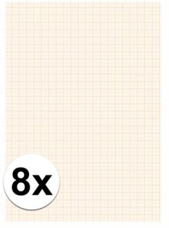 8x Blok millimeter papier A4 - Hobbypapier Wit