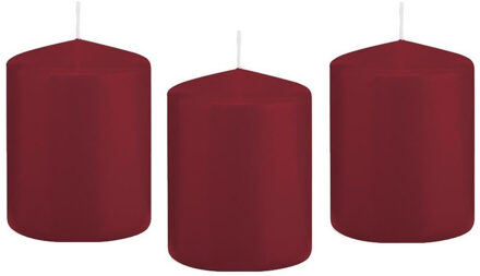 8x Bordeauxrode cilinderkaars/stompkaars 6 x 8 cm 29 branduren - Stompkaarsen Rood