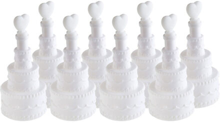 8x Bruiloft bellenblaas taart met hart 3 x 7,5 cm - Bellenblazen - Trouwerij/huwelijk - Bruiloftsgasten feestartikelen