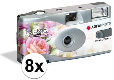 8x Bruiloft wegwerp cameras met flitser voor 27 kleuren fotos Multi