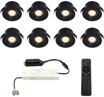 8x Cadiz - Mini LED spotjes 12V IP44 Dimbaar via Zwart