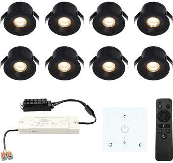 8x Cadiz - Mini LED spotjes 12V IP44 Dimbaar via Zwart