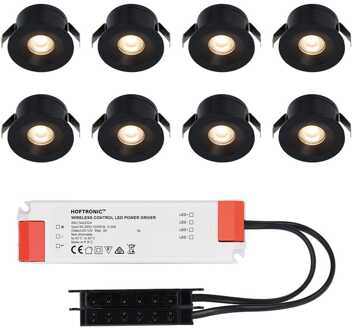8x Cadiz - Mini LED spotjes 12V IP44 Zwart