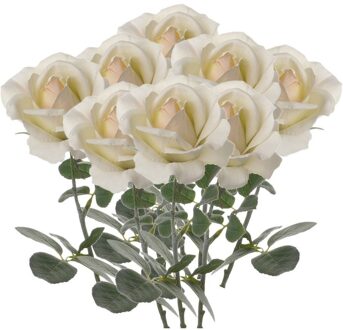 8x Creme witte rozen/roos kunstbloemen 37 cm - Kunstbloemen boeketten