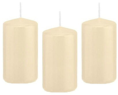 8x Cremewitte cilinderkaars/stompkaars 5 x 10 cm 23 branduren - Stompkaarsen