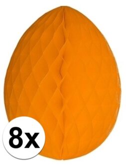 8x Decoratie paasei oranje 20 cm - Paasversiering / Paasdecoratie