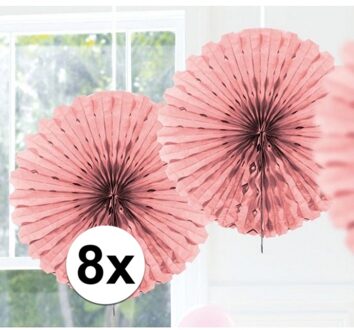 8x Decoratie waaier licht roze 45 cm