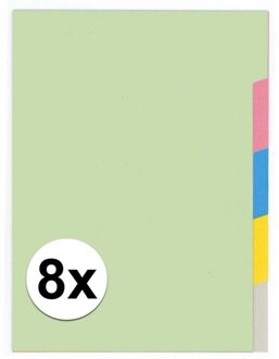 8x Gekleurde tabbladen A4 met 5 tabs