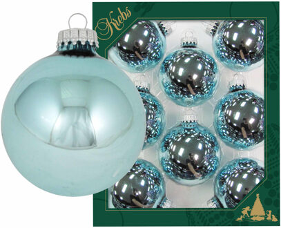 8x Glanzende blauwe kerstboomversiering kerstballen van glas 7 cm - Kerstbal