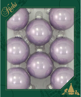 8x Glanzende lichtpaarse kerstboomversiering kerstballen van glas 7 cm - Kerstbal