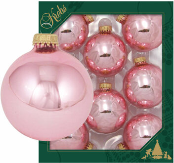 8x Glanzende lichtroze kerstballen van glas 7 cm - Kerstbal