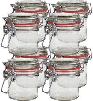 8x Glazen confituren mini pot/weckpot 100 ml met beugelsluiting en rubberen ring - Weckpotten Transparant