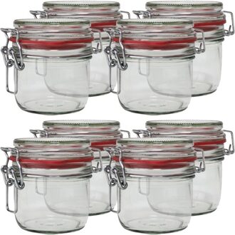 8x Glazen confituren pot/weckpot 200 ml met beugelsluiting en rubberen ring - Weckpotten Transparant