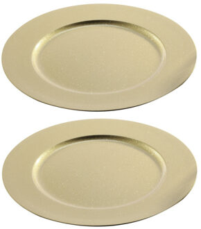 8x Gouden diner onderborden glitter 33 cm rond