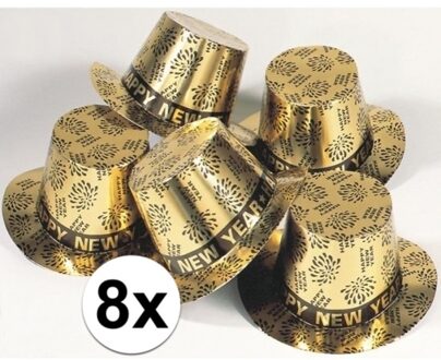 8x Gouden hoed Happy New Year