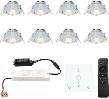 8x Granada - Mini LED spotjes 12V IP44 Dimbaar via Grijs
