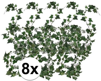 8x Groene klimop slinger plant Hedera Helix 180 cm - Kunstplanten/nepplanten - Woondecoraties