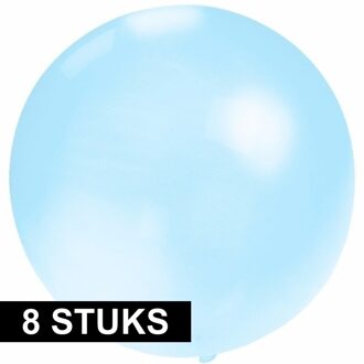 8x Grote ballonnen 60 cm baby blauw - Geschikt voor lucht of helium - Feest/Verjaardag/Geboorte artikelen