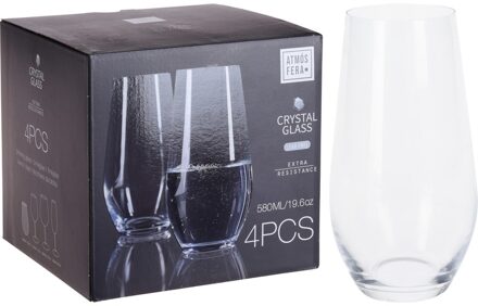 8x Grote waterglazen kristalglas transparant 580 ml - Drinkglazen