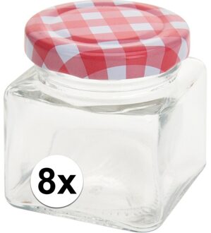 8x Jam potje met draaideksel 75 ml - Weckpotten Multikleur