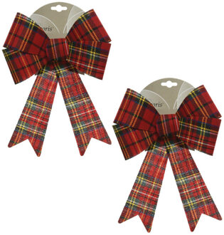 8x Kerstboom decoratie strikken geruit 23 cm