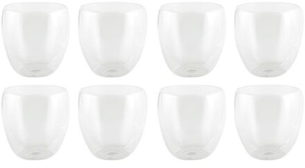 8x Koffie/thee bekers dubbelwandig 200 ml - Koffie- en theeglazen Transparant