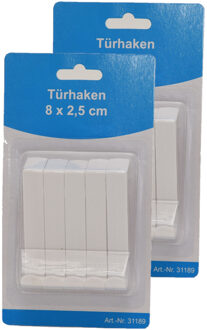 8x kunststof deurhaken/ophanghaken wit 8 x 2,5 cm